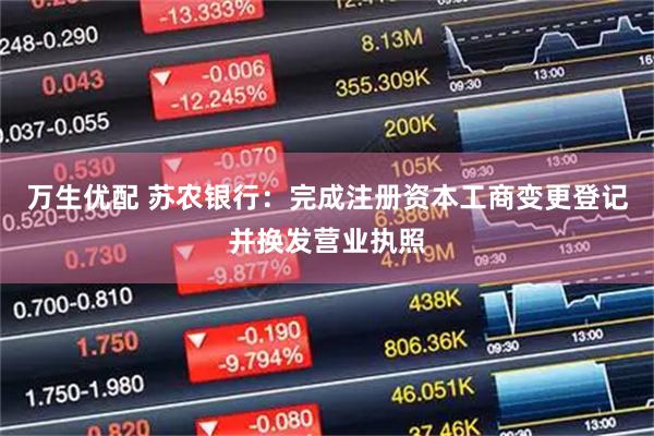 万生优配 苏农银行：完成注册资本工商变更登记并换发营业执照