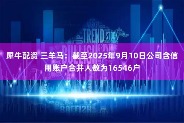 犀牛配资 三羊马：截至2025年9月10日公司含信用账户合并人数为16546户