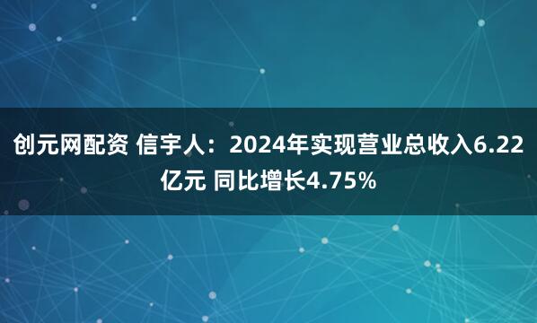 创元网配资 信宇人：2024年实现营业总收入6.22亿元 同比增长4.75%