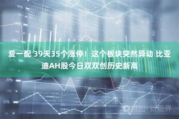 爱一配 39天35个涨停！这个板块突然异动 比亚迪AH股今日双双创历史新高